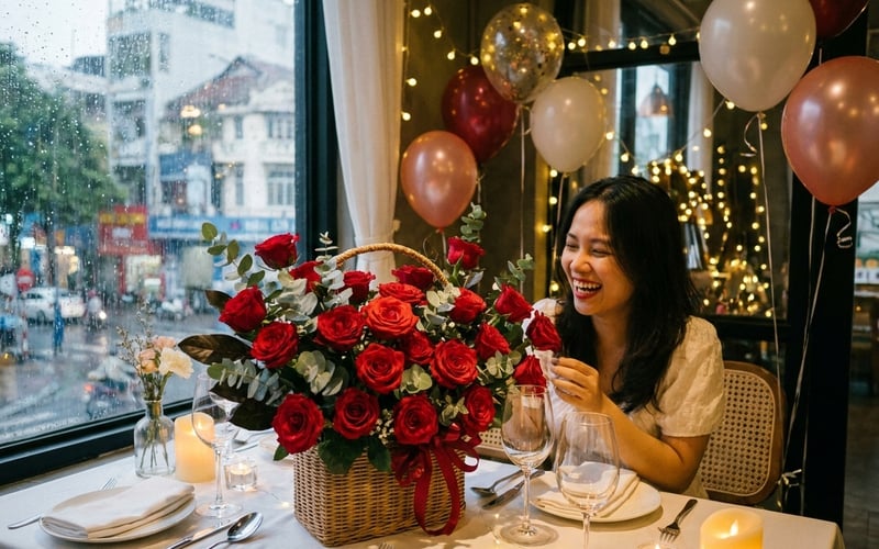 Giỏ Hoa Hồng Sinh Nhật Chinh Phục Trái Tim Bạn Gái