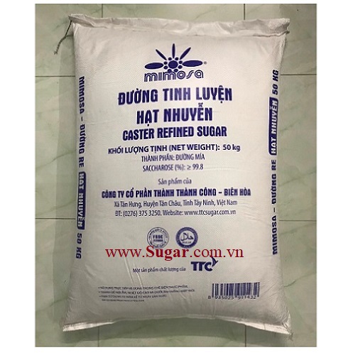 duong tinh luyen hat nhuyen mimosa 50kg Đường Tinh Luyện Hạt Nhuyễn Mimosa 50kg