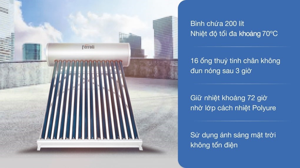 máy nước nóng năng lượng mặt trời ferroli 200 lít máy nước nóng năng lượng mặt trời ferroli 200 lít