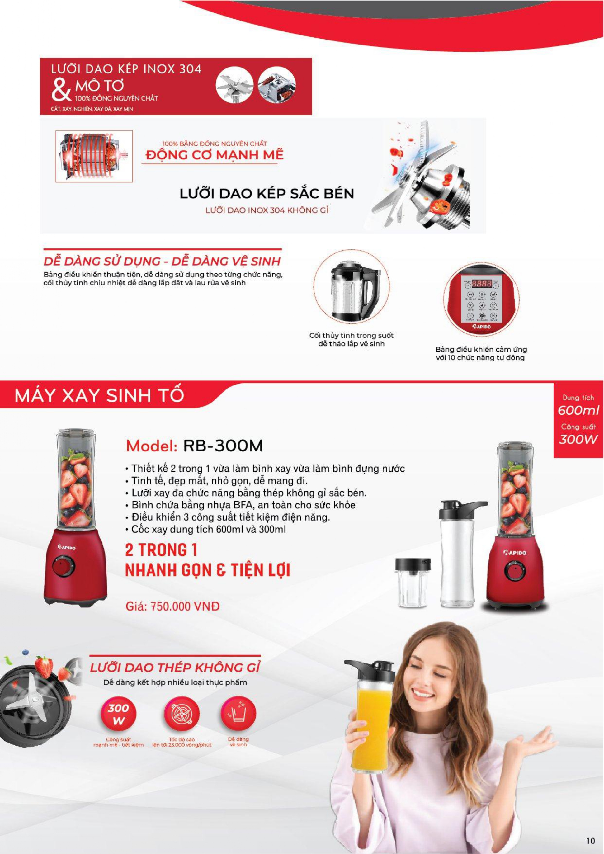 Máy xay sinh tố Rapido RB-300M Máy xay sinh tố Rapido RB-300M