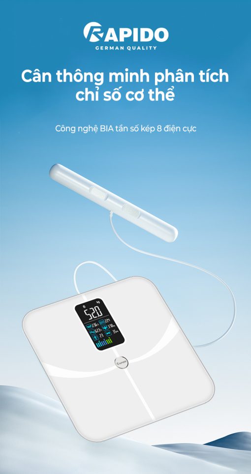 Cân sức khỏe thông minh Rapido RSB-06WS Cân sức khỏe thông minh Rapido RSB-06WS