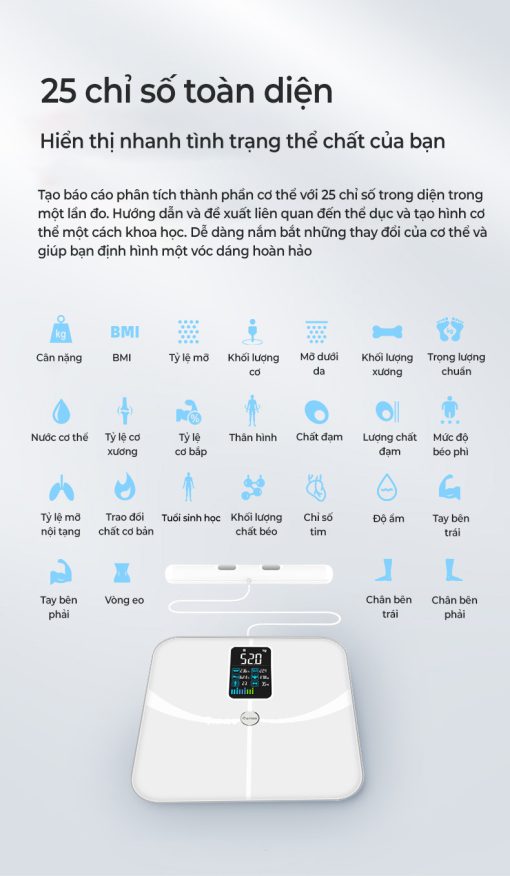 Cân sức khỏe thông minh Rapido RSB-06WS Cân sức khỏe thông minh Rapido RSB-06WS