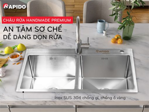 Chậu đôi rửa bát inox 304 RS-824523 Chậu đôi rửa bát inox 304 RS-824523