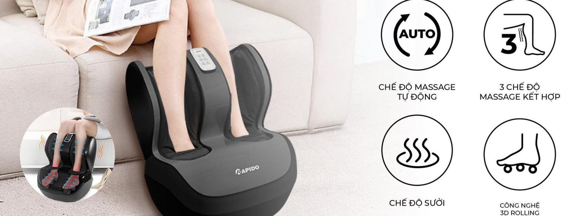 Máy massage chân Rapido RLM 60 Máy massage chân Rapido RLM 60