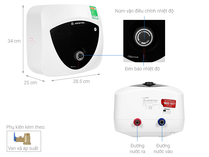 Bình nóng lạnh gián tiếp Ariston Andris Lux 6 UE Bình nóng lạnh gián tiếp Ariston Andris Lux 6 UE