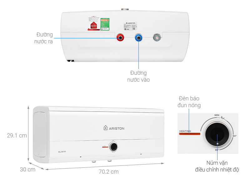 Bình nóng lạnh gián tiếp ARISTON SLIM3 R MT 20 Bình nóng lạnh gián tiếp ARISTON SLIM3 R MT 20