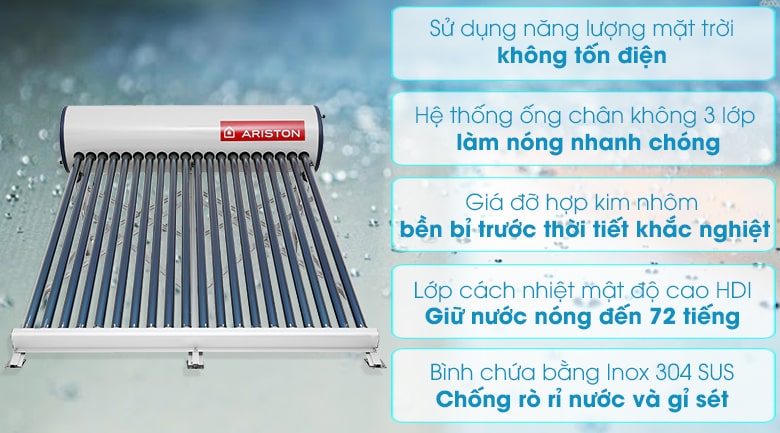 Máy nước nóng năng lượng mặt trời Ariston 150L Máy nước nóng năng lượng mặt trời Ariston 150L