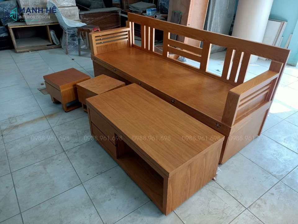 giường kết hợp ghế sofa bàn trà