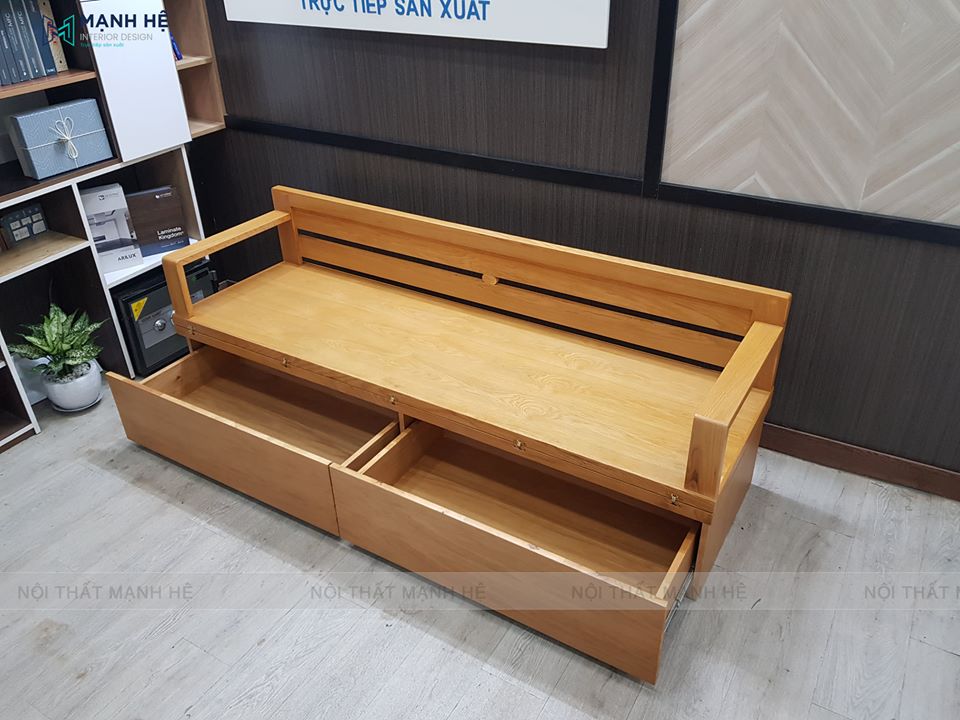 Giường gấp thành ghế sofa bằng gỗ