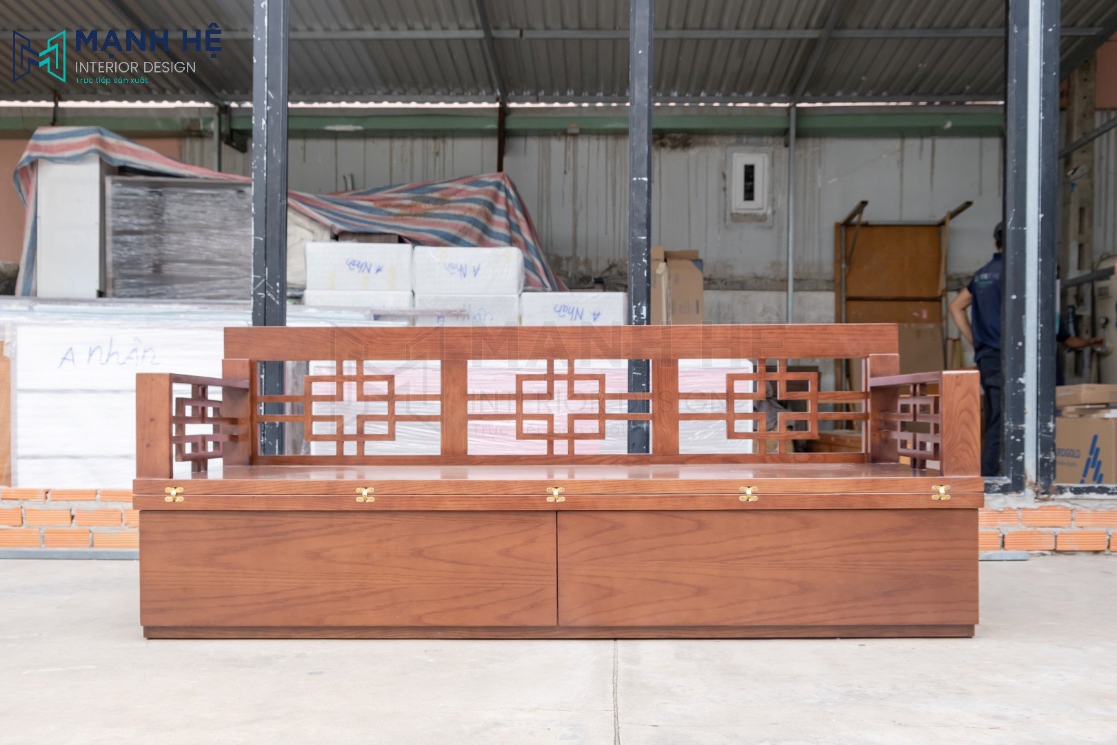 Giường gấp thành ghế sofa bằng gỗ