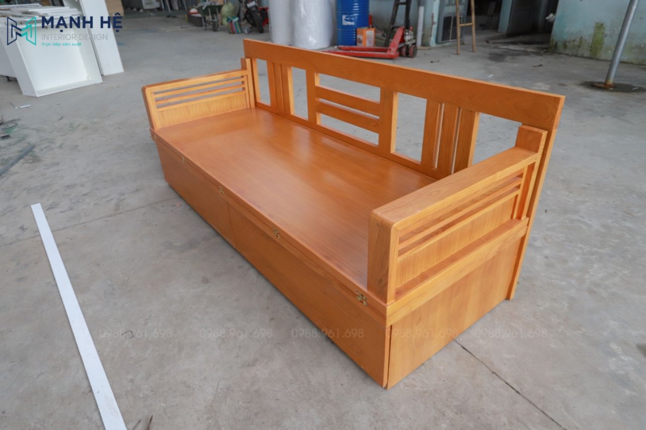 Giường gấp thành ghế sofa bằng gỗ