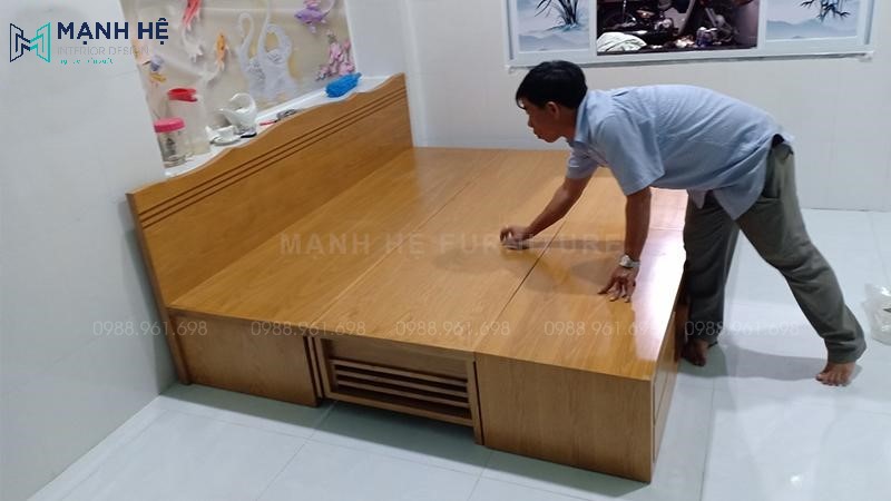giường kết hợp ghế sofa bàn trà