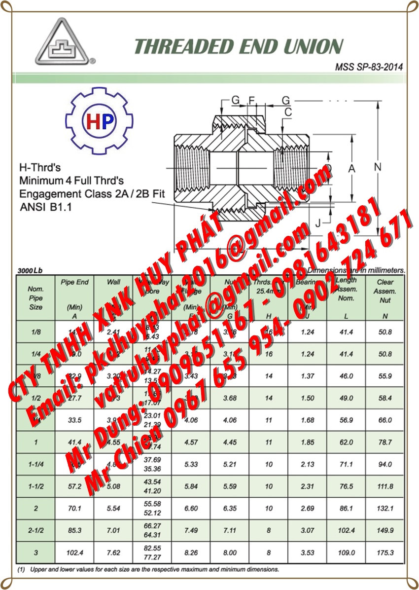 RẮC CO REN ( NPT) ÁP LỰC THÉP A105