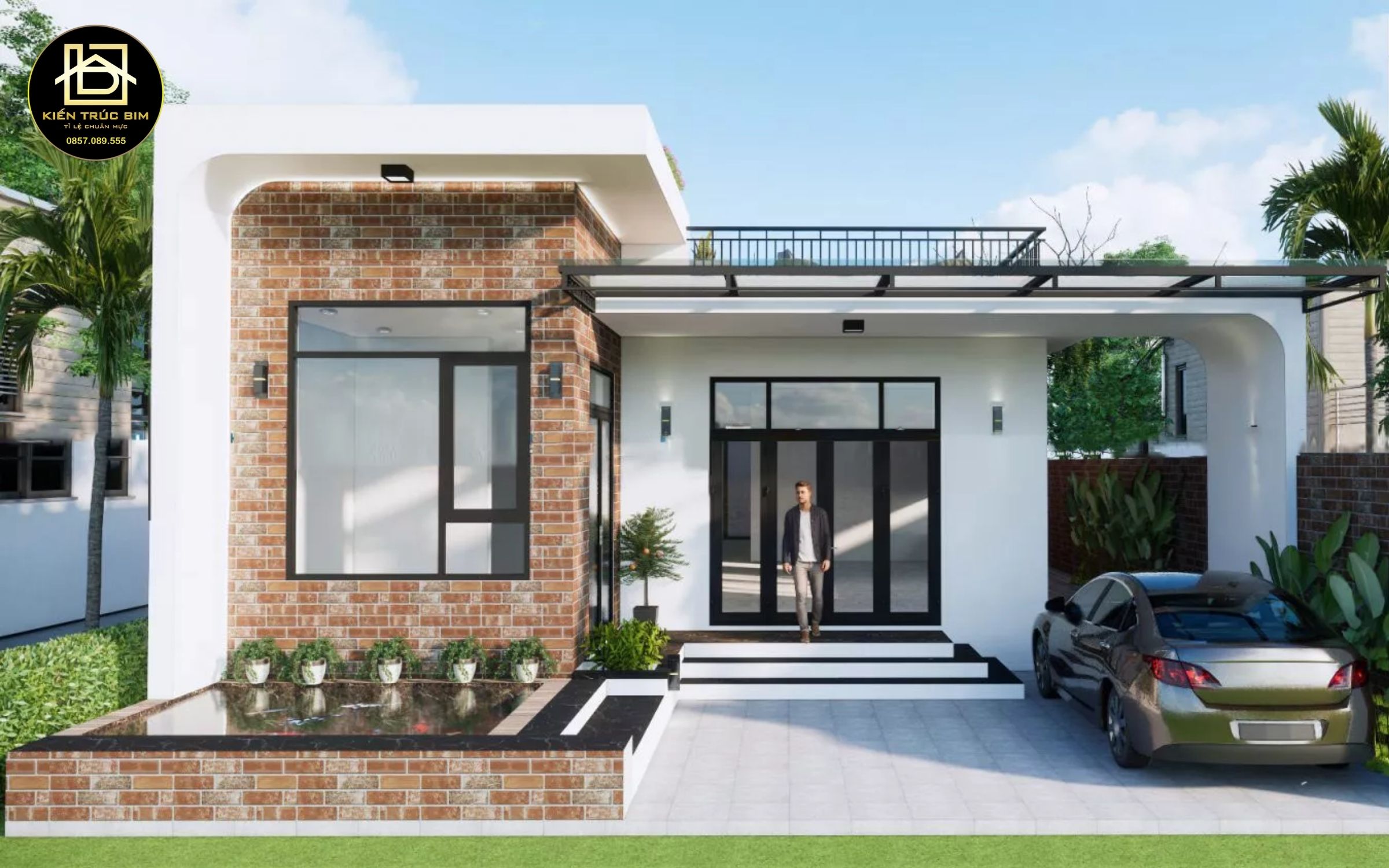 Thiết kế nhà cấp 4 hiện đại với khu vực để xe thoáng mát