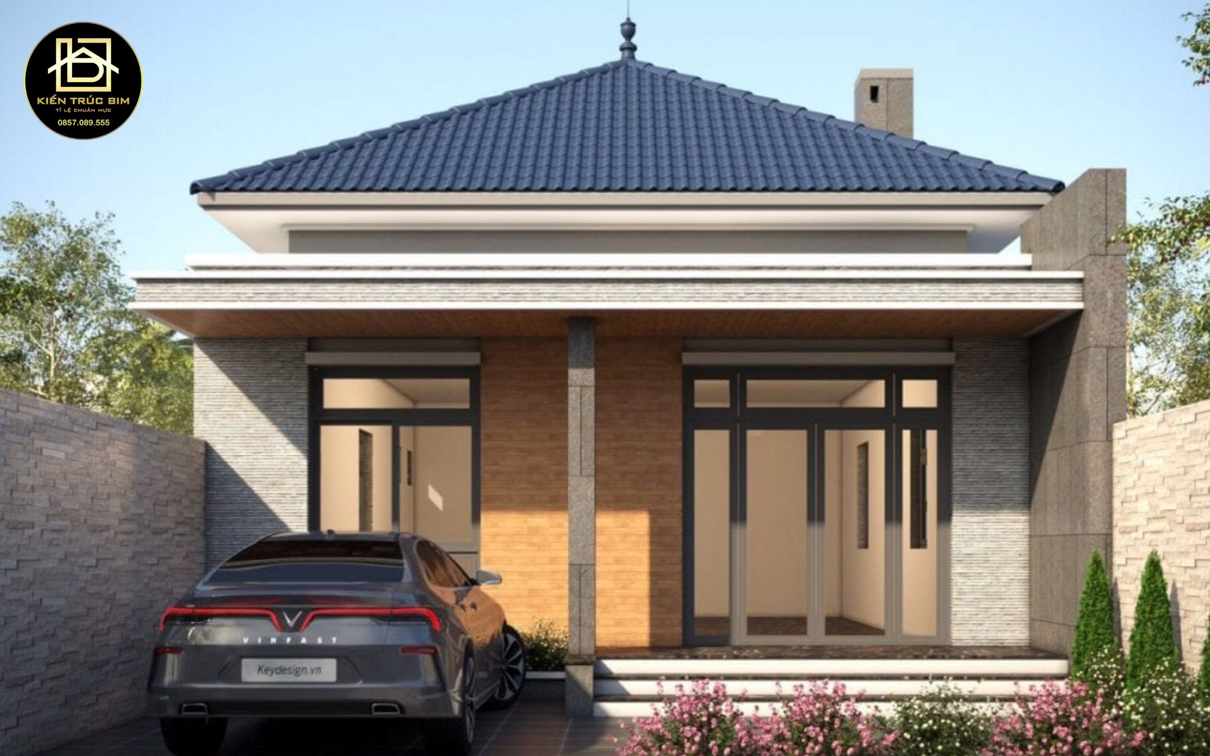 Nhà kết hợp gara, thiết kế hiện đại trên khuôn đất hẹp phù hợp cho gia đình đô thị hoặc vùng ven