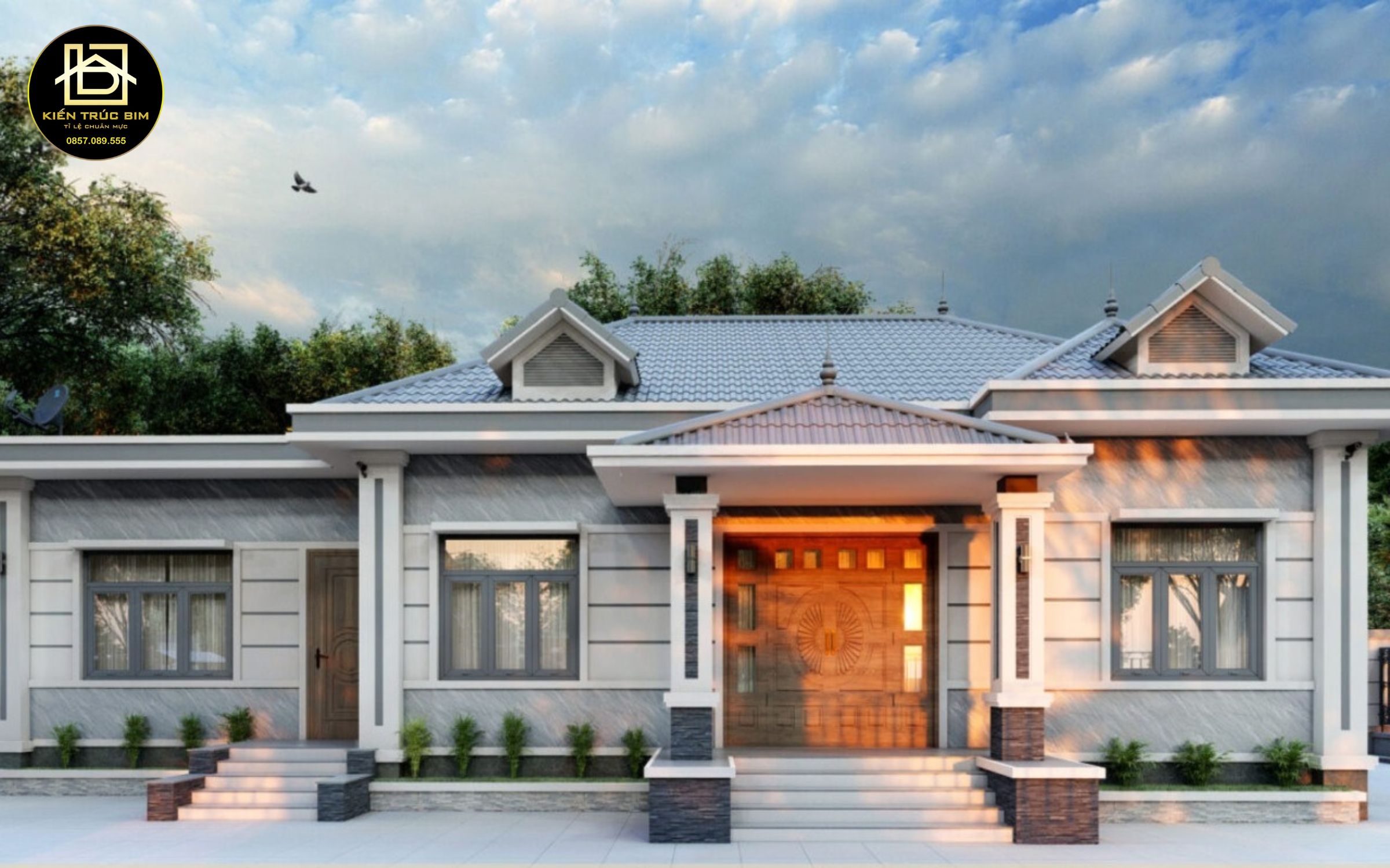 Kiến trúc tối giản, nổi bật với bố cục cân đối, đường nét tinh gọn và phối màu trung tính