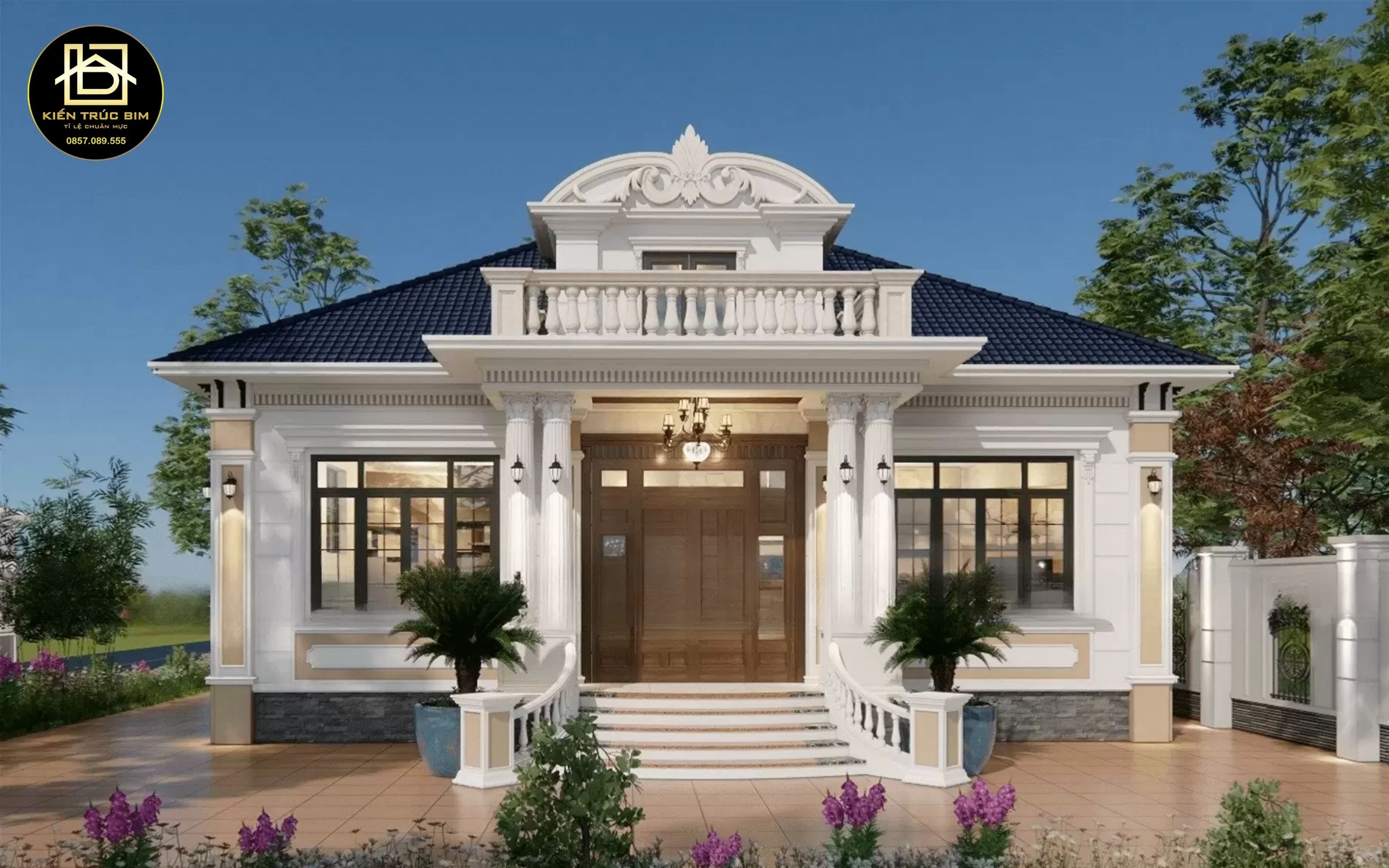 Thiết kế nhà cấp 4 đẹp với kiến trúc cổ điển, quý phái