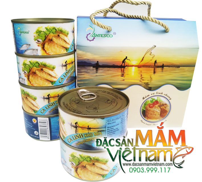 Cá linh kho mía đống hộp đạc sản An Giang