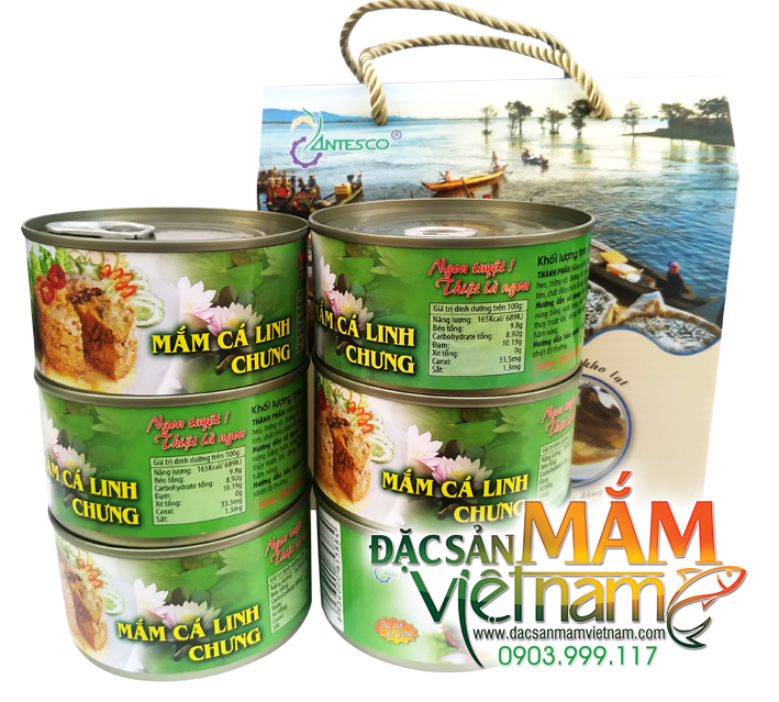 Mắm cá linh chưng đóng hộp đặc biệt - 1 túi 6 hộp