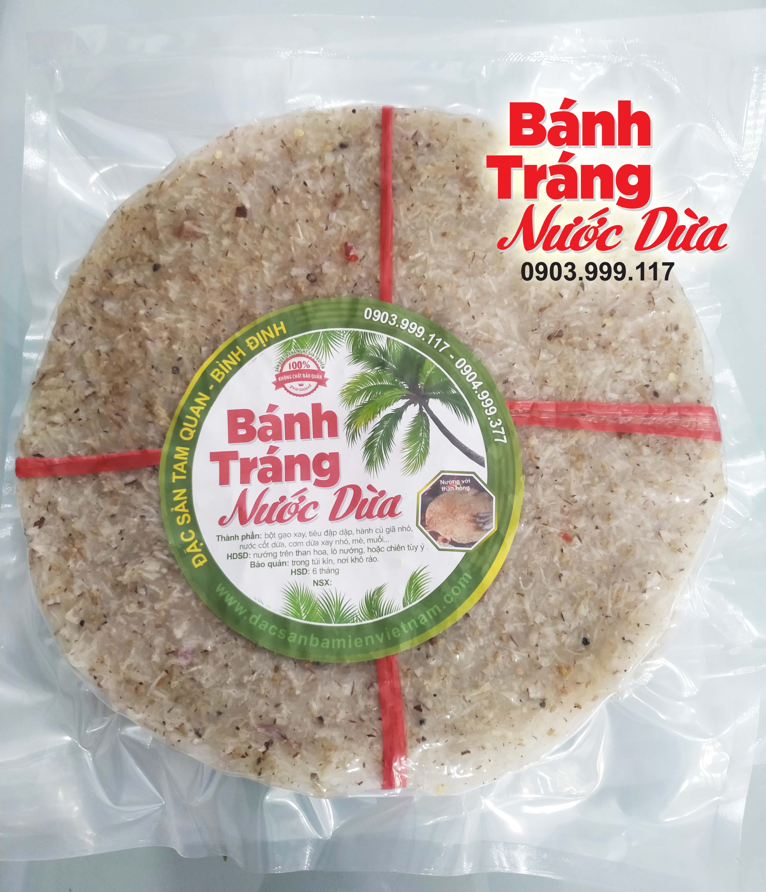 Bánh tráng dừa - 1 túi 10 cái hút chân không
