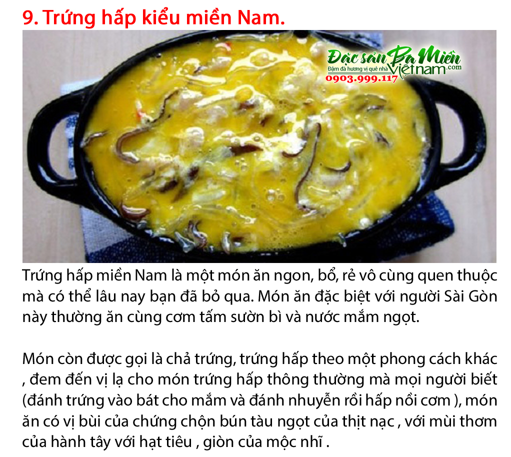 Trứng hấp kiểu miền Nam.