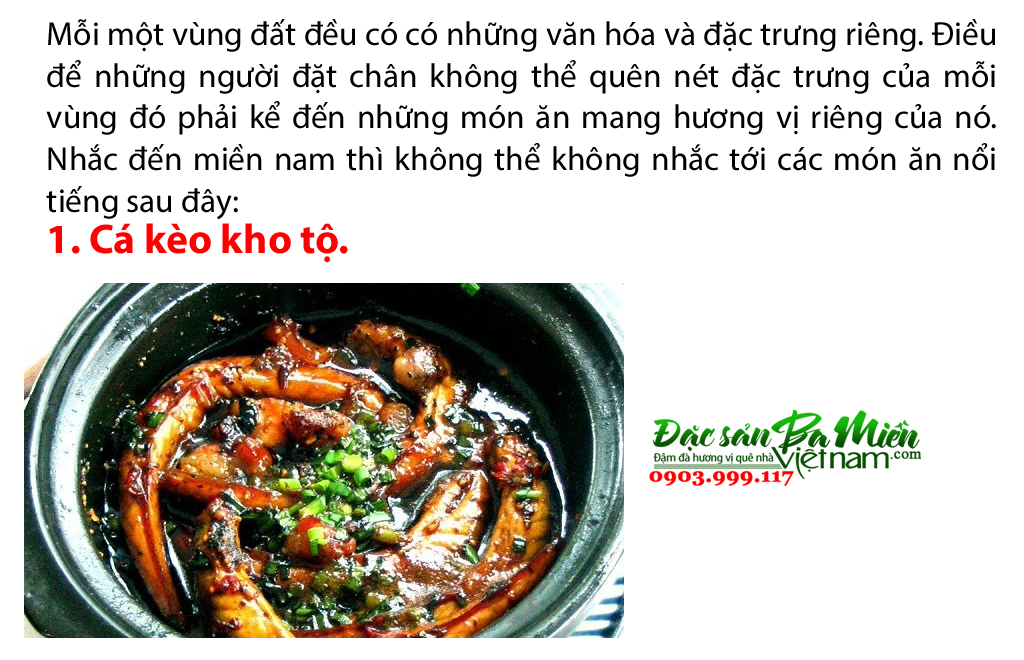 Các món ăn đặc sản miền nam