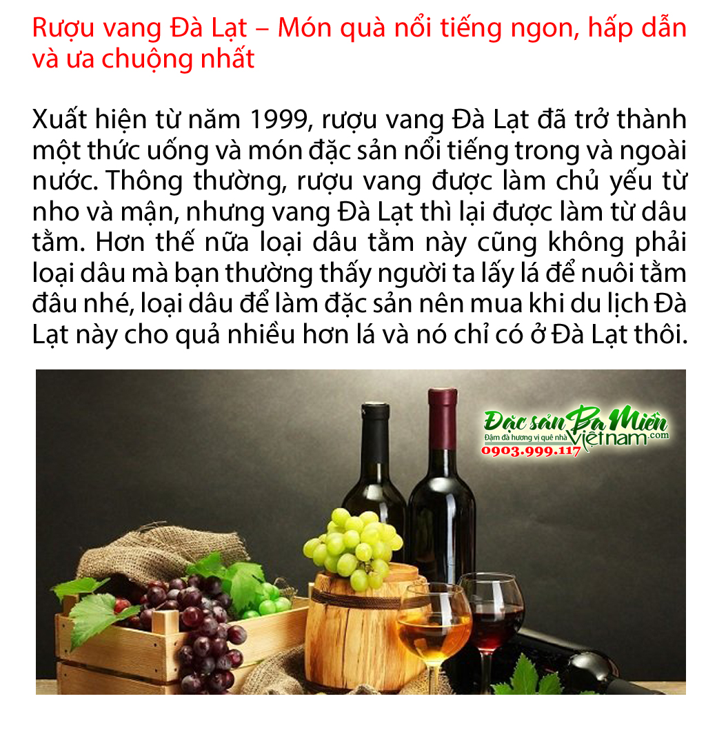 Rượu vang - Đặc sản nên mua làm quà khi đi du lịch Đà Lạt