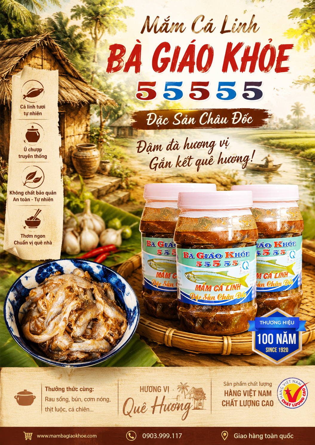 Poster mắm cá linh Bà Giáo Khỏ 55555
