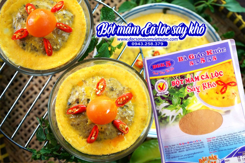 Bột mắm cá lóc sấy khô chưng với thịt