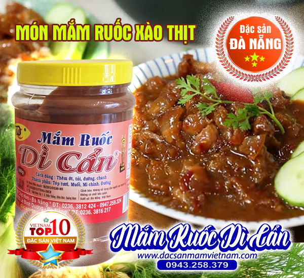 mắm ruốc Dì Cẩn xào thịt ba rọi