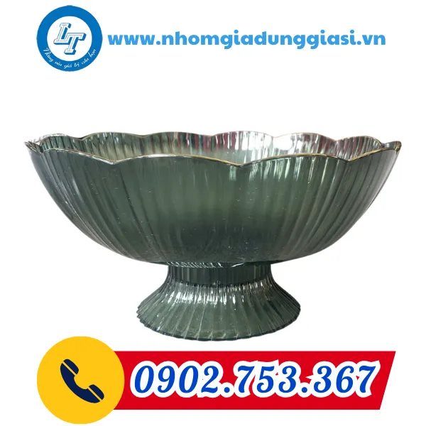 DĨA NHỰA ĐỰNG HOA QUẢ CÓ ĐẾ MẠ VÀNG VIỀN