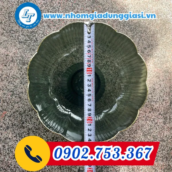 DĨA NHỰA ĐỰNG HOA QUẢ CÓ ĐẾ MẠ VÀNG VIỀN