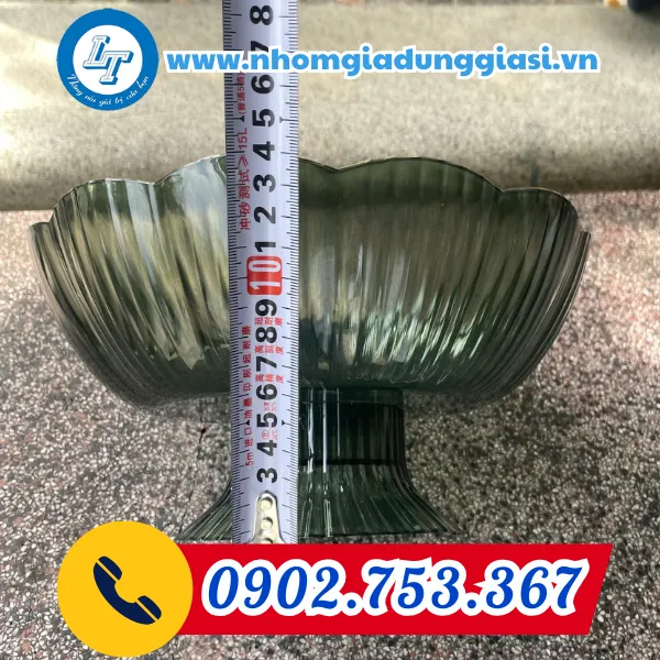 DĨA NHỰA ĐỰNG HOA QUẢ CÓ ĐẾ MẠ VÀNG VIỀN