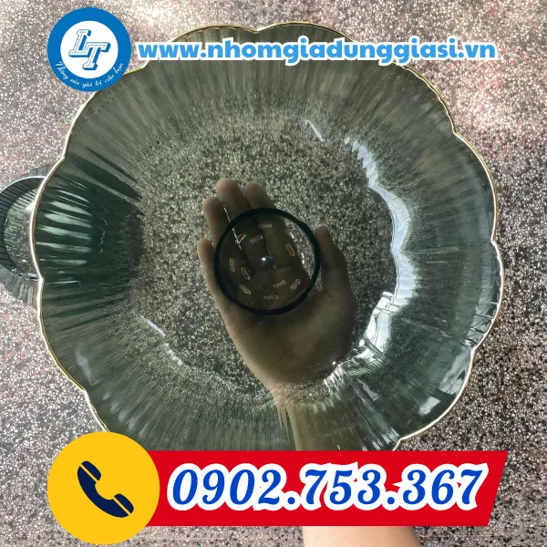 DĨA NHỰA ĐỰNG HOA QUẢ CÓ ĐẾ MẠ VÀNG VIỀN