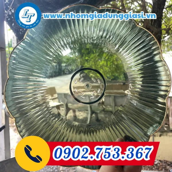 DĨA NHỰA ĐỰNG HOA QUẢ CÓ ĐẾ MẠ VÀNG VIỀN