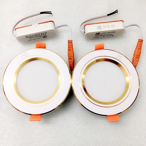 ĐÈN LED ÂM TRẦN 9W VIỀN VÀNG 3 CHẾ ĐỘ