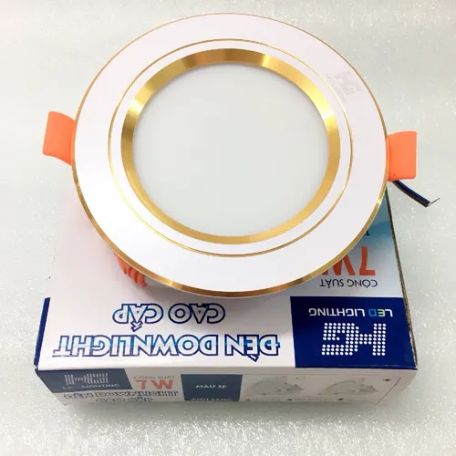 ĐÈN LED ÂM TRẦN 7W VIỀN VÀNG 1 CHẾ ĐỘ