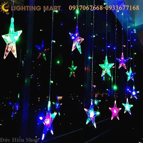ĐÈN LED CHỚP TRANG TRÍ  MÀN SAO 12 SAO SIÊU ĐẸP
