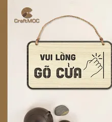 Bảng Gỗ Treo Tường Vui Lòng Gõ Cửa CRAFTMOC