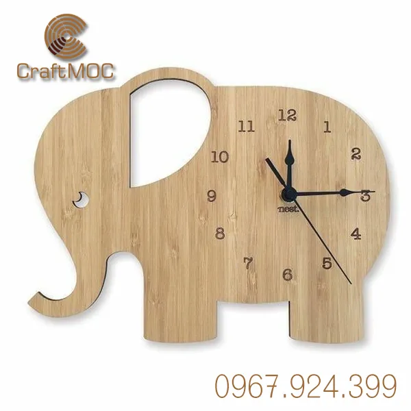 Đồng Hồ Gỗ Hình Voi Con