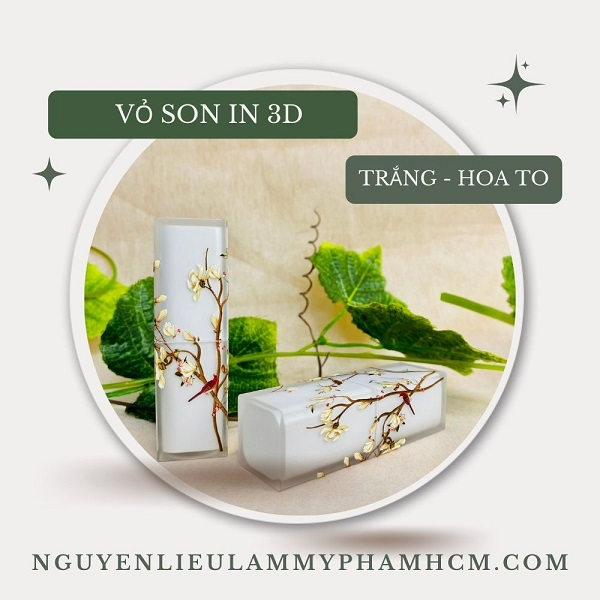 VỎ SON HANDMADE (IN 3D - MÀU TRẮNG HOA NHỎ)