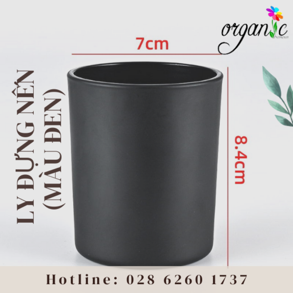 LY THỦY TINH ĐỰNG NẾN THƠM 150G MÀU ĐEN (KHÔNG NẮP)