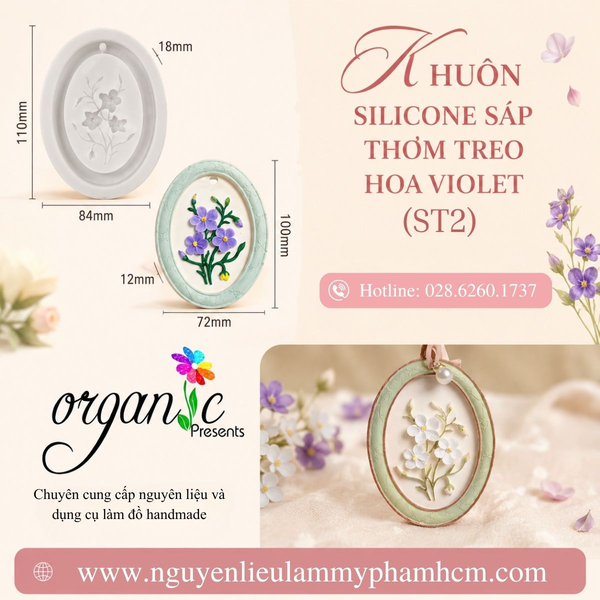 KHUÔN SILICONE SÁP THƠM TREO HOA VIOLET (ST2)