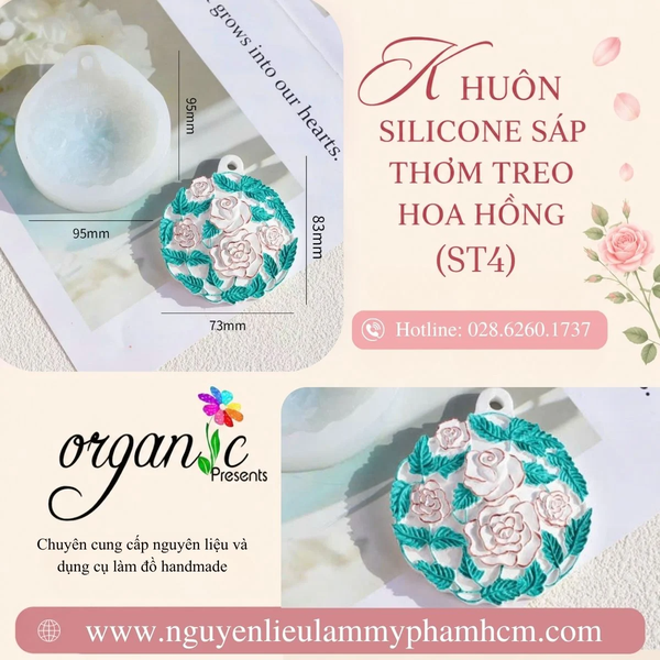 KHUÔN SILICONE SÁP THƠM TREO HOA HỒNG (ST4)