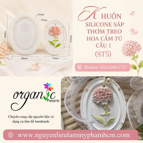 KHUÔN SILICONE SÁP THƠM TREO HOA CẨM TÚ CẦU 1 (ST5)