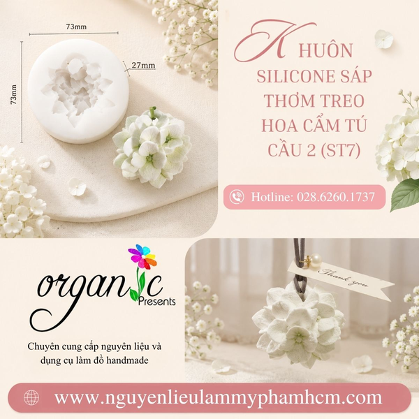 KHUÔN SILICONE SÁP THƠM TREO HOA CẨM TÚ CẦU 2 (ST7)