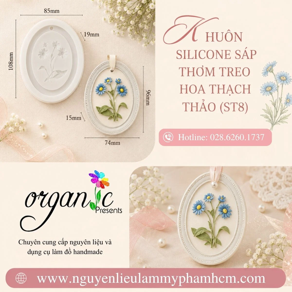KHUÔN SILICONE SÁP THƠM TREO HOA THẠCH THẢO (ST8)