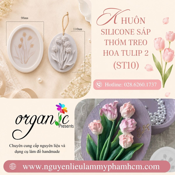 KHUÔN SILICONE SÁP THƠM TREO HÌNH HOA TULIP 2 (ST10)
