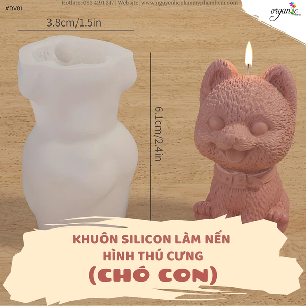 KHUÔN SILICON LÀM NẾN HÌNH THÚ CƯNG (CHÓ CON - DV01)