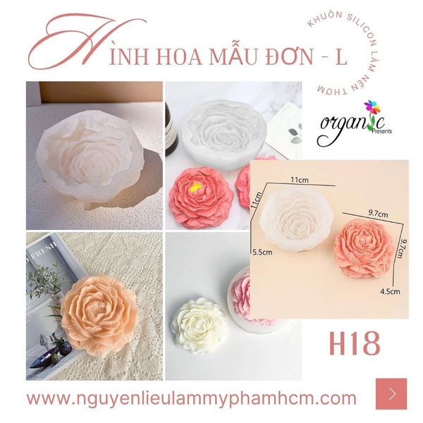 KHUÔN SILICON LÀM NẾN THƠM HÌNH HOA MẪU ĐƠN ( SIZE L )